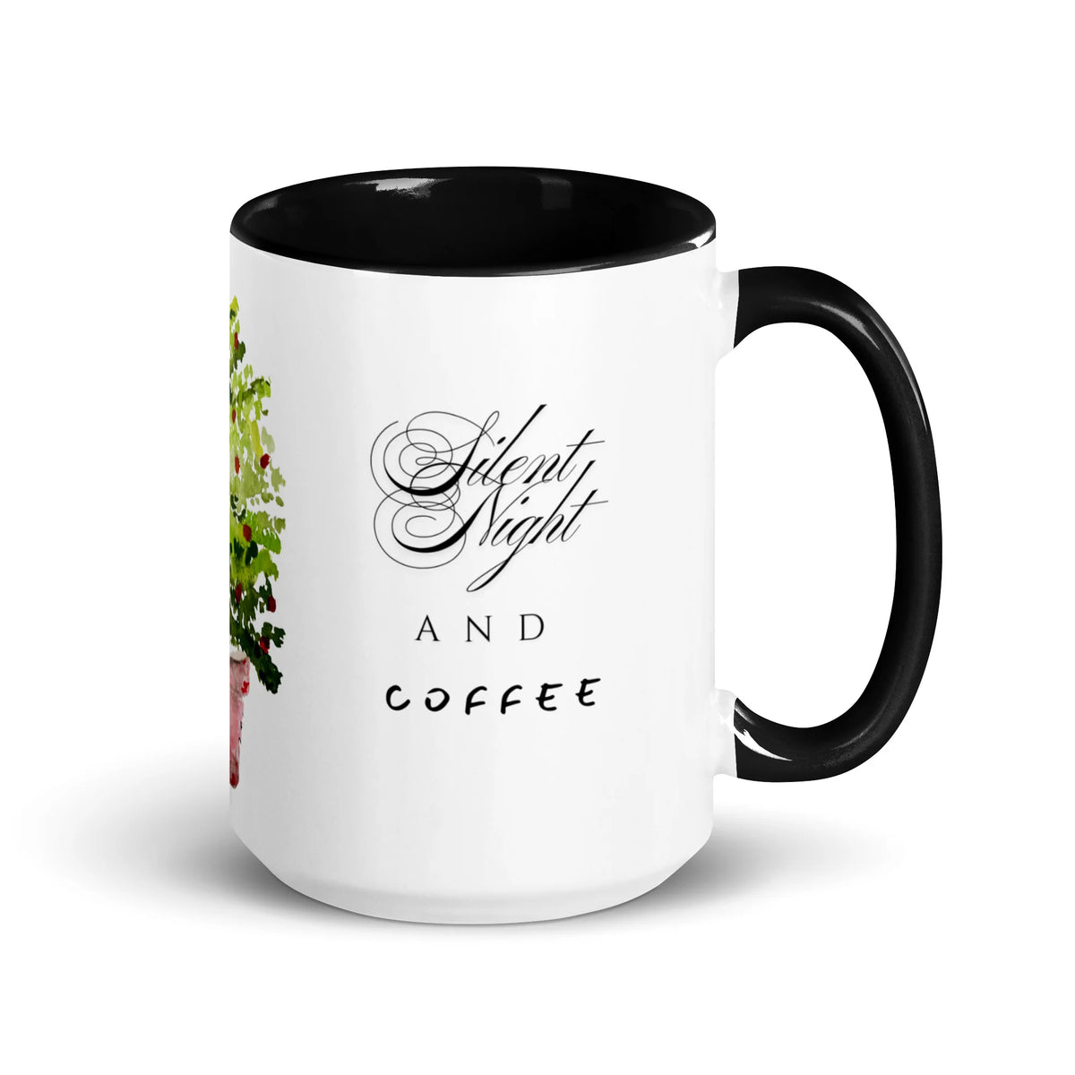 Christmas tree ceramic mug with colored interior