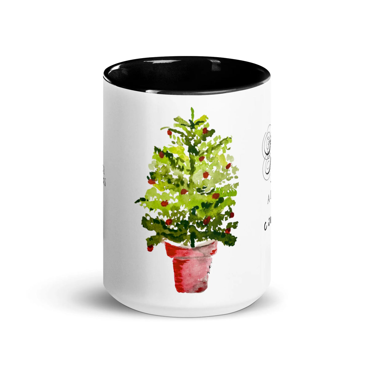 Christmas tree ceramic mug with colored interior