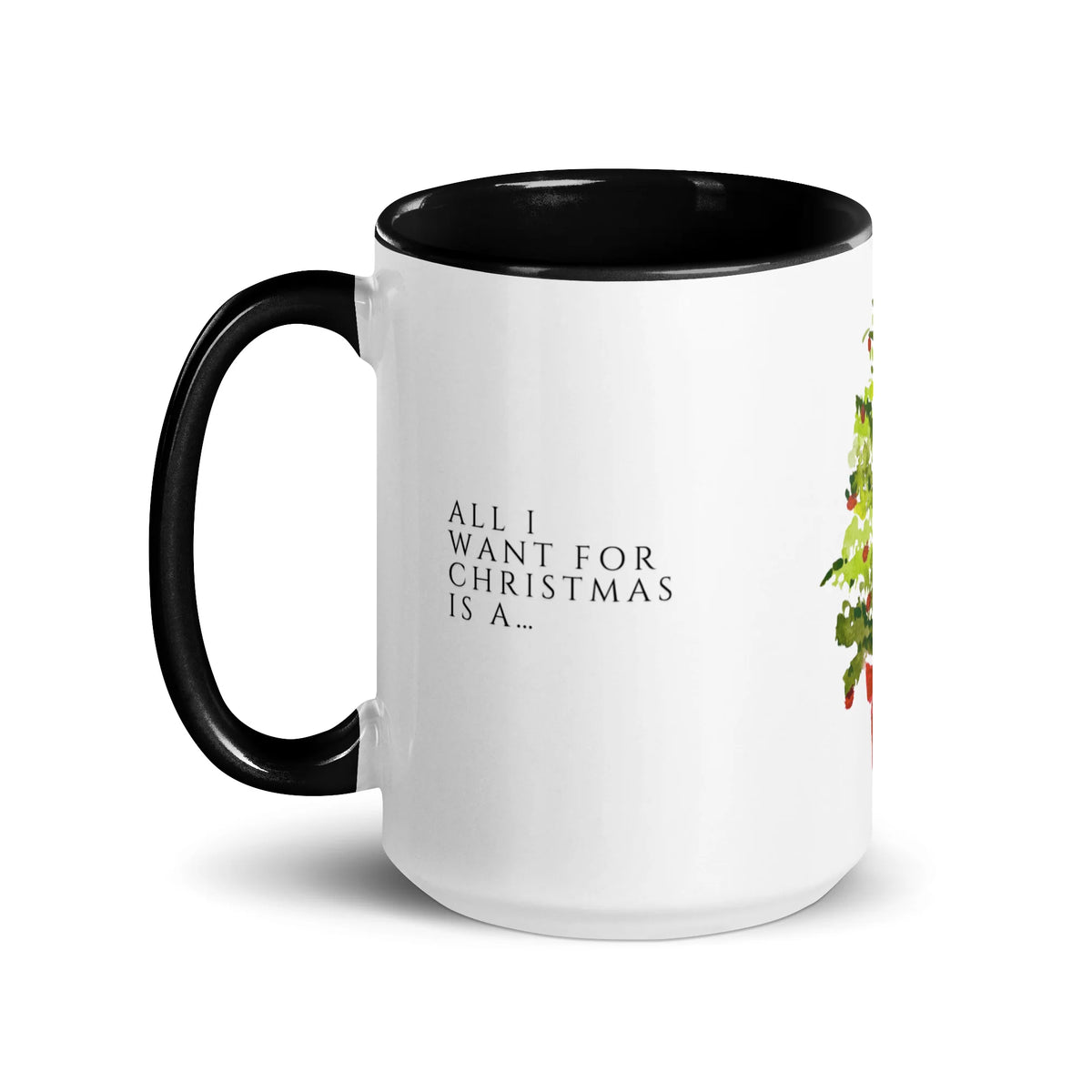 Christmas tree ceramic mug with colored interior