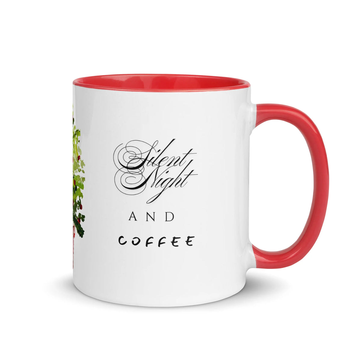 Christmas tree ceramic mug with colored interior