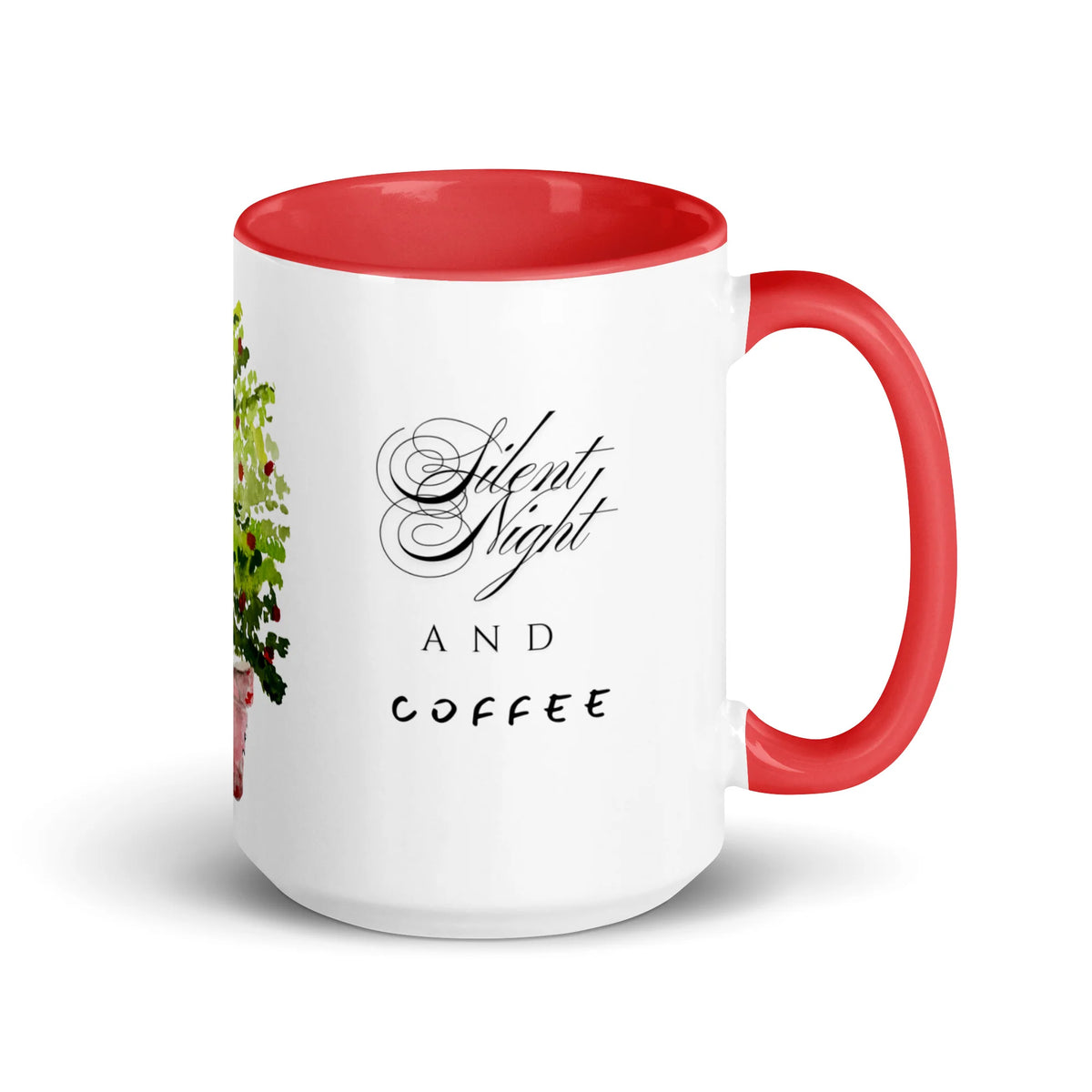 Christmas tree ceramic mug with colored interior