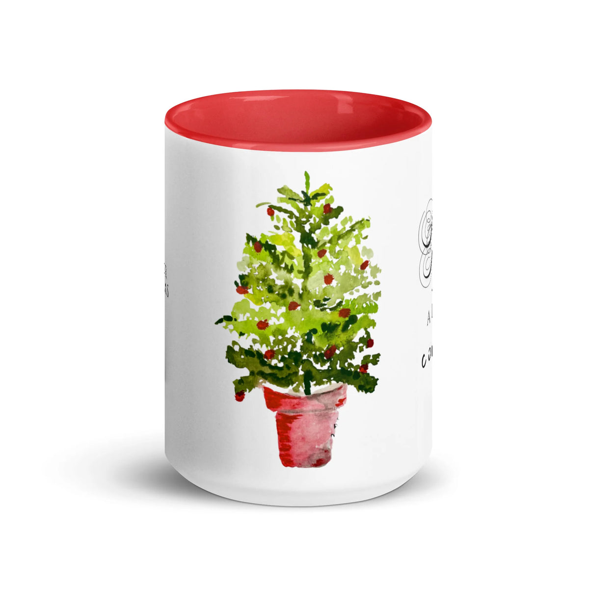Christmas tree ceramic mug with colored interior
