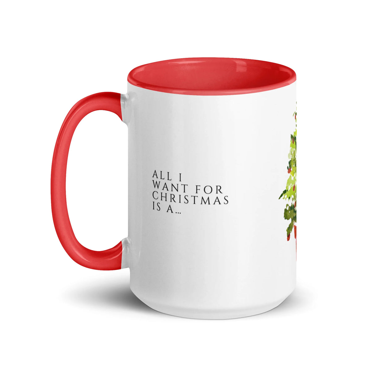Christmas tree ceramic mug with colored interior