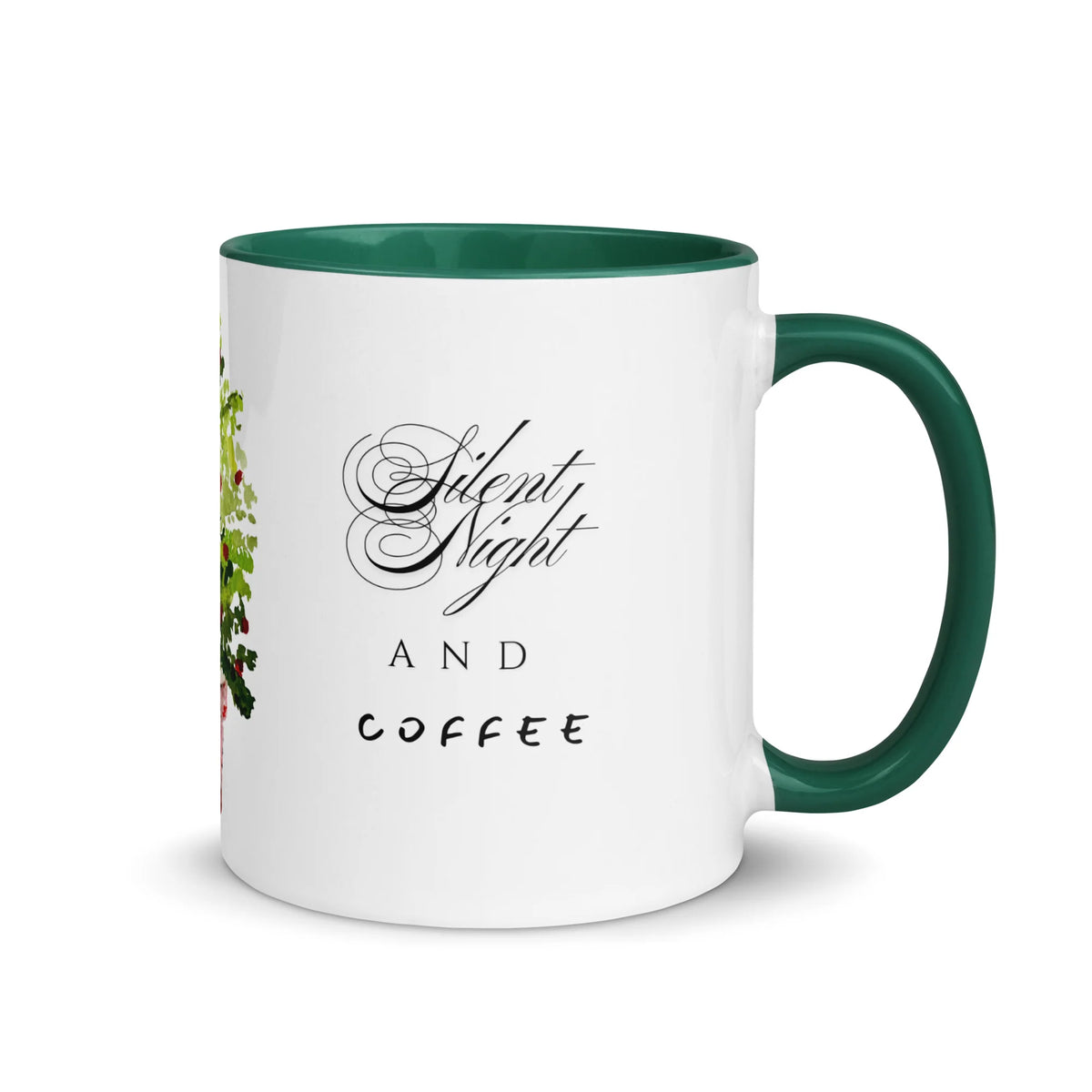 Christmas tree ceramic mug with colored interior