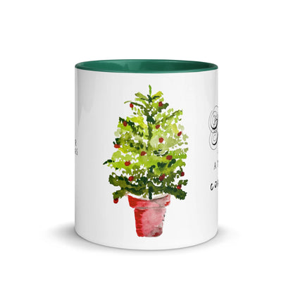 Christmas tree ceramic mug with colored interior