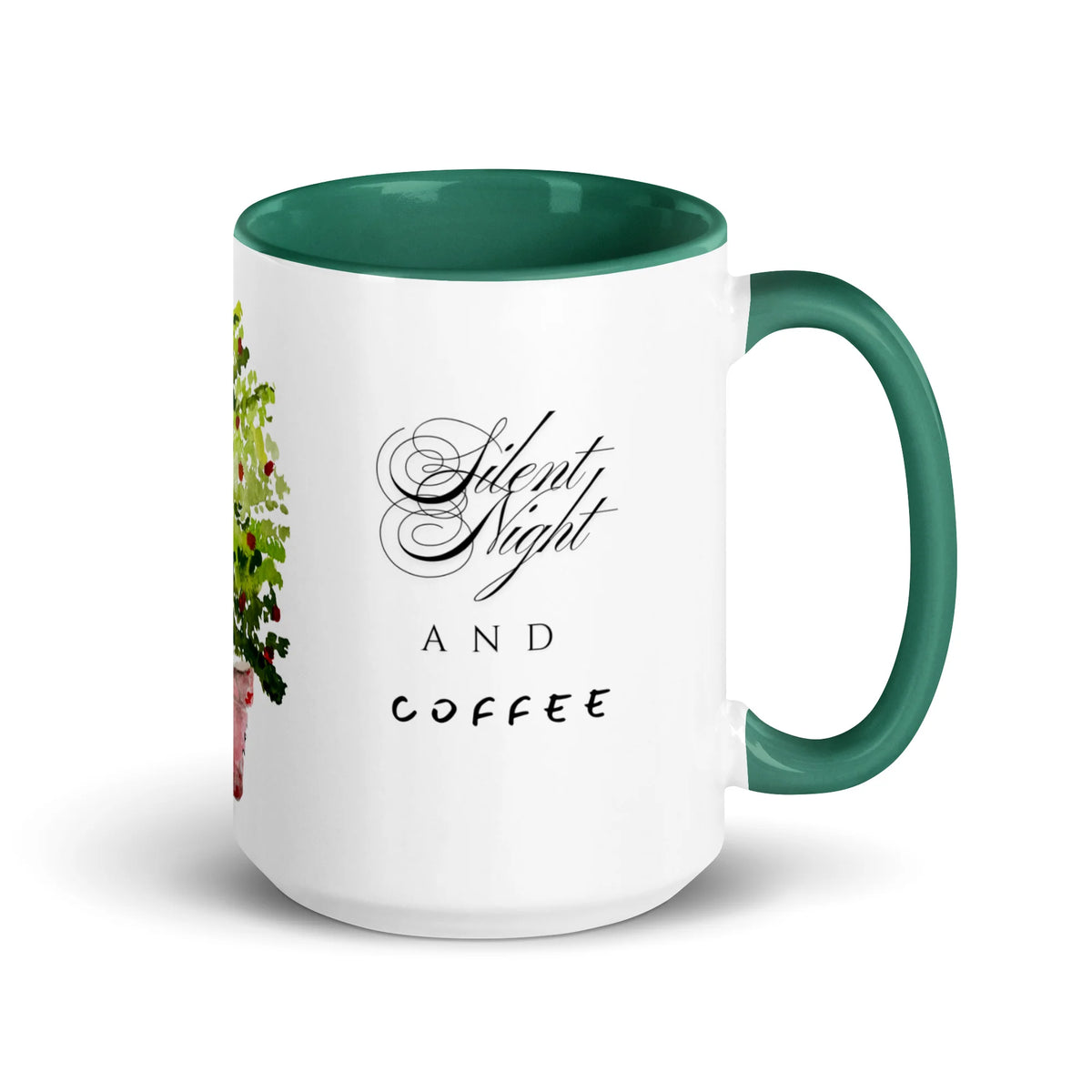 Christmas tree ceramic mug with colored interior
