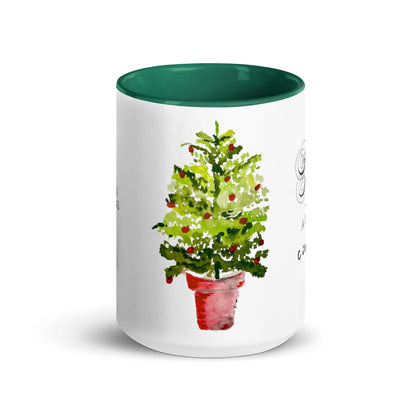 Christmas tree ceramic mug with colored interior