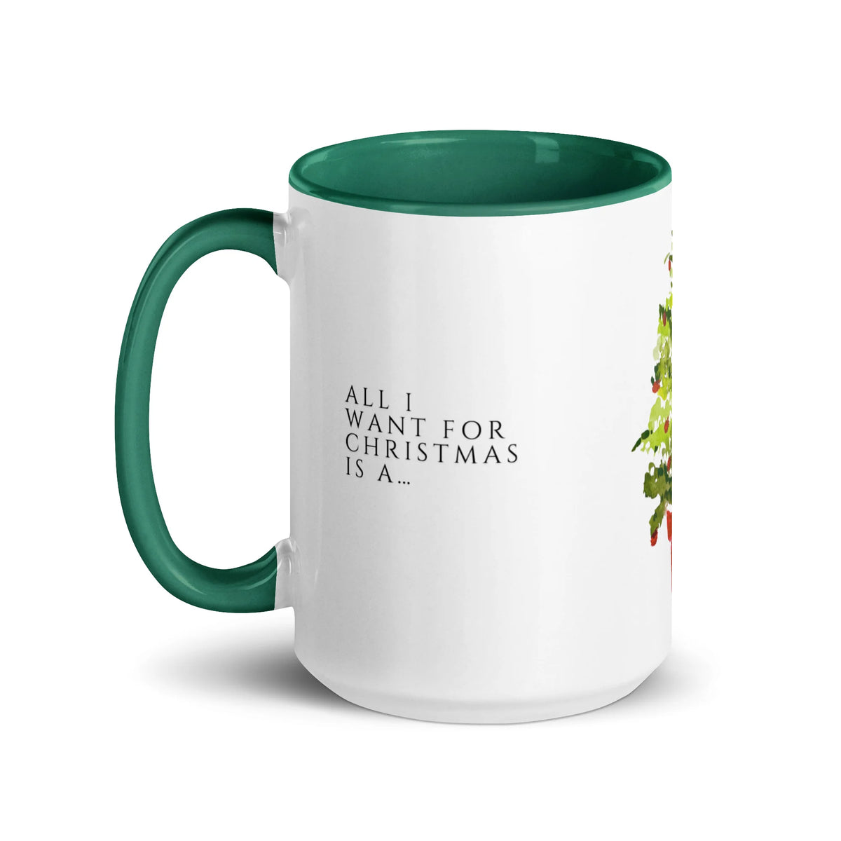 Christmas tree ceramic mug with colored interior