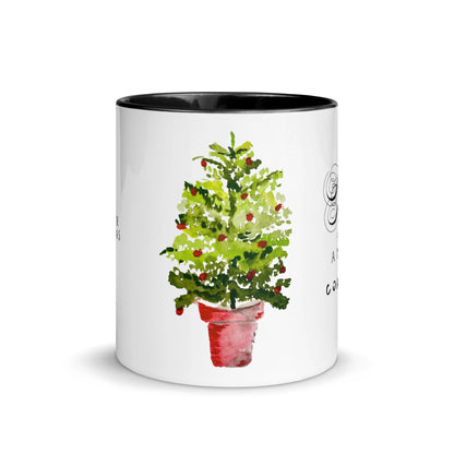 Christmas tree ceramic mug with colored interior