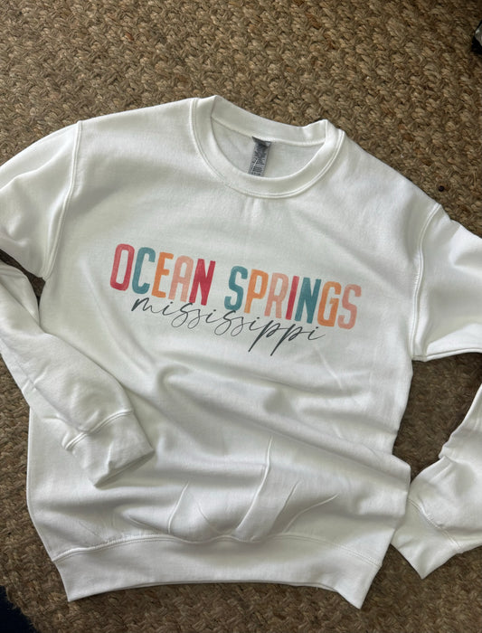 Sweatshirt with Ocean Springs watercolor graphic