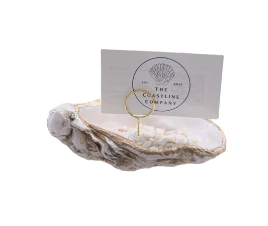 Seashell picture holder with gold-tone alloy picture ring