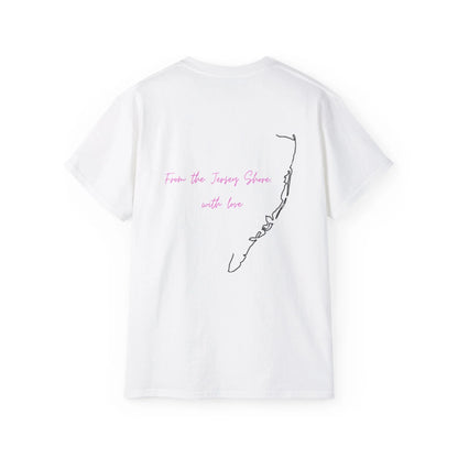 Unisex cotton crew neck t-shirt with coastline print