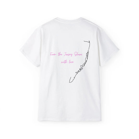 Unisex cotton crew neck t-shirt with coastline print